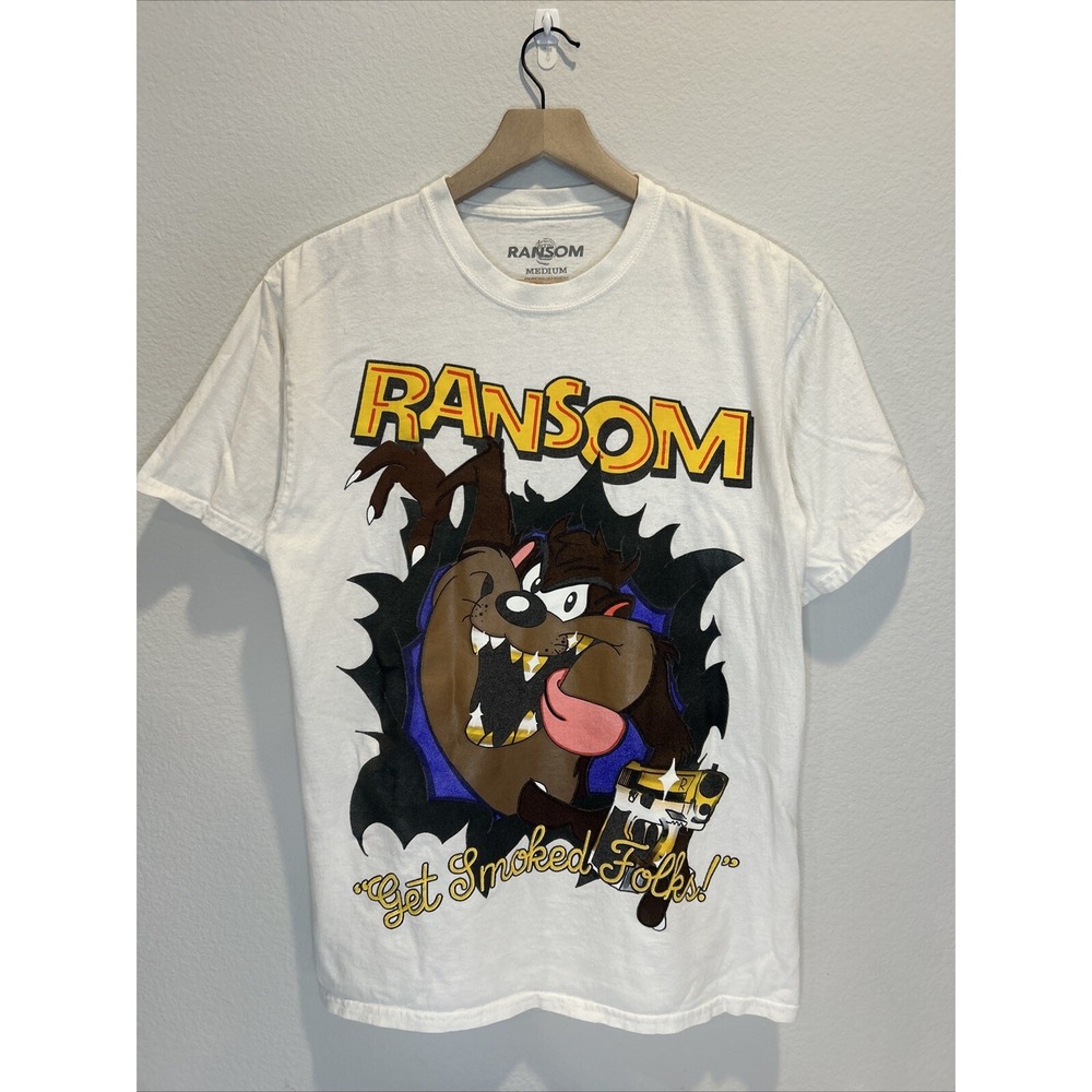 Ransom Tasmanian Taz Devil T Shirt White Get Smoked Folks Size Medium Used